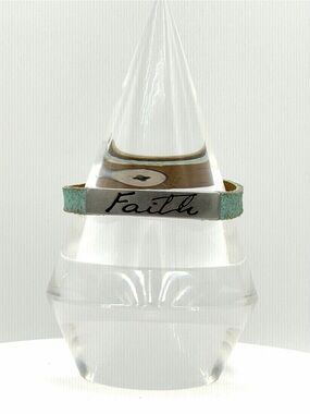 GOOD WORKS Lifes Inspiration Stardust Blue/Green FAITH Leather Bracelet Jewelry